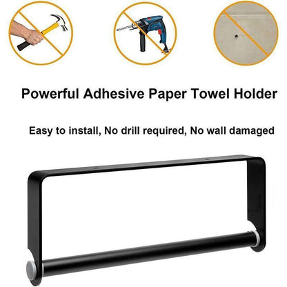 Paper Towel Holder Under Cabinet Wall Mount Stainless Steel Rack Kitchen - Silver