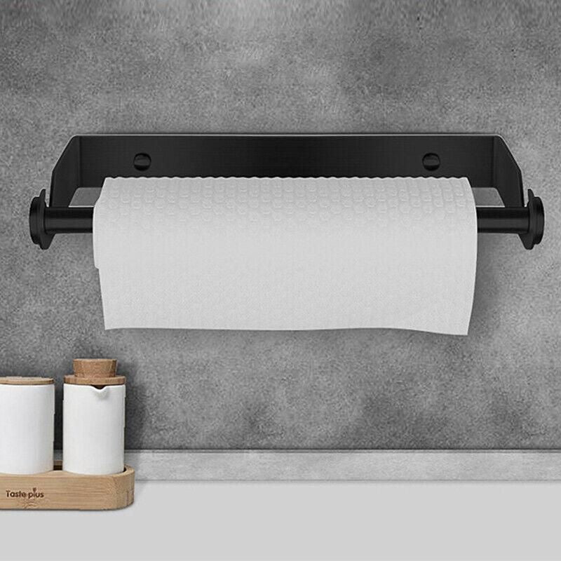Paper Towel Holder Under Cabinet Wall Mount Stainless Steel Rack Kitchen - Silver