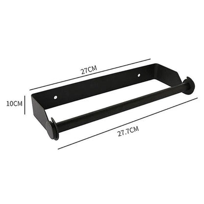 Paper Towel Holder Under Cabinet Wall Mount Stainless Steel Rack Kitchen - Black