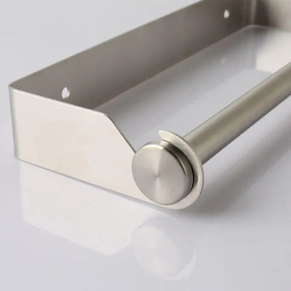 Paper Towel Holder Under Cabinet Wall Mount Stainless Steel Rack Kitchen - Black