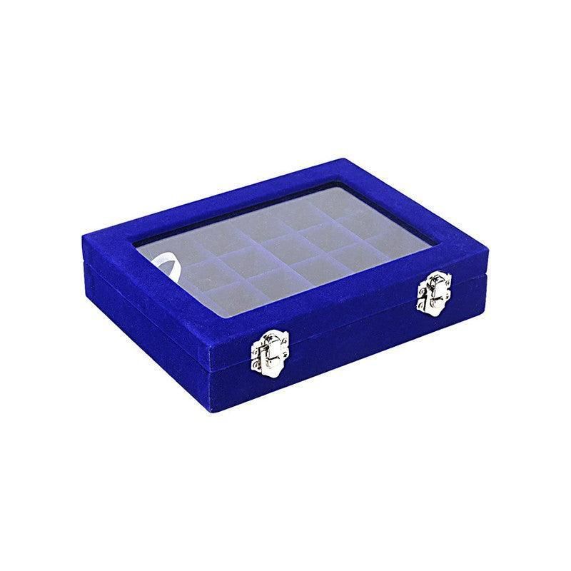 Velvet Jewelry Box Earring Organizer Display Case Storage Holder with 24 Grid - Beige