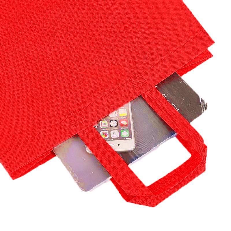 100PCS Reusable Non Woven Shopping Bags Eco Friendly Washable Tote Bags Red - 41X35X12CM