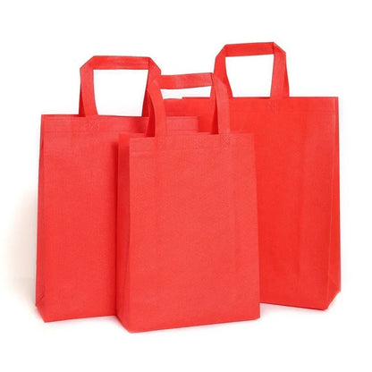 100PCS Reusable Non Woven Shopping Bags Eco Friendly Washable Tote Bags Red - 41X35X12CM