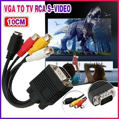 High-Quality PC VGA to S-Video 3RCA TV Converter Cable - Seamless Video Adapter Solution