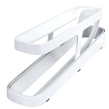 2 Tier Rolling Egg Dispenser Auto Gravity Egg Holder for Fridge Storage Rack