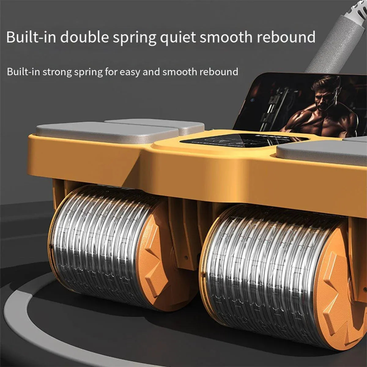 Four Wheel Abdominal Roller Automatic Rebound Ab Machine Home Fitness Equipment - Orange
