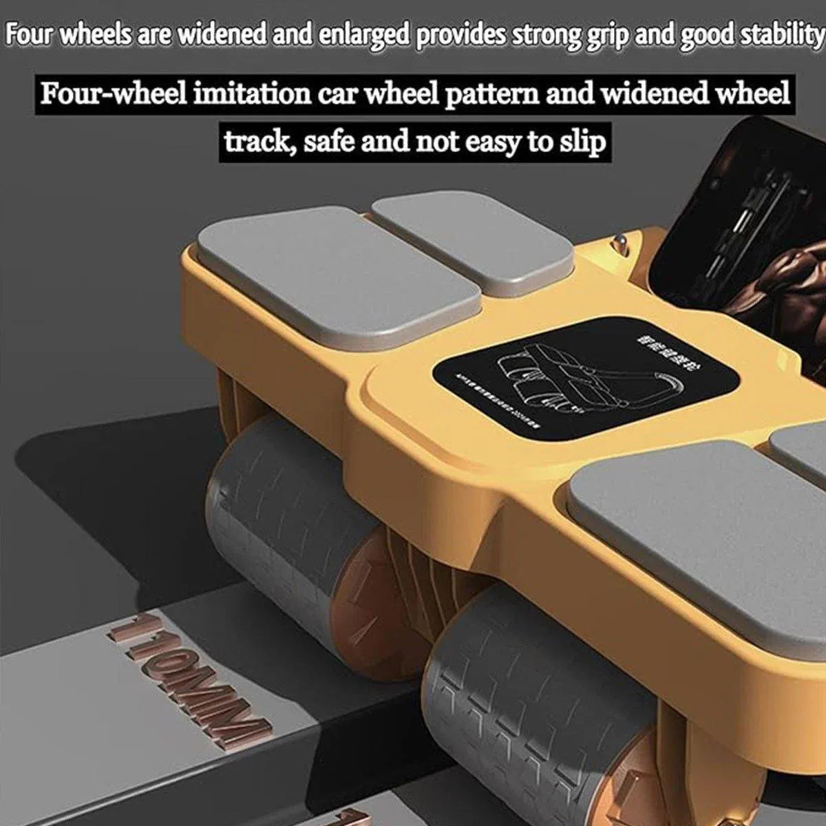 Four Wheel Abdominal Roller Automatic Rebound Ab Machine Home Fitness Equipment - Orange