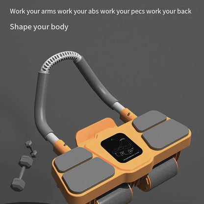 Four Wheel Abdominal Roller Automatic Rebound Ab Machine Home Fitness Equipment - Orange