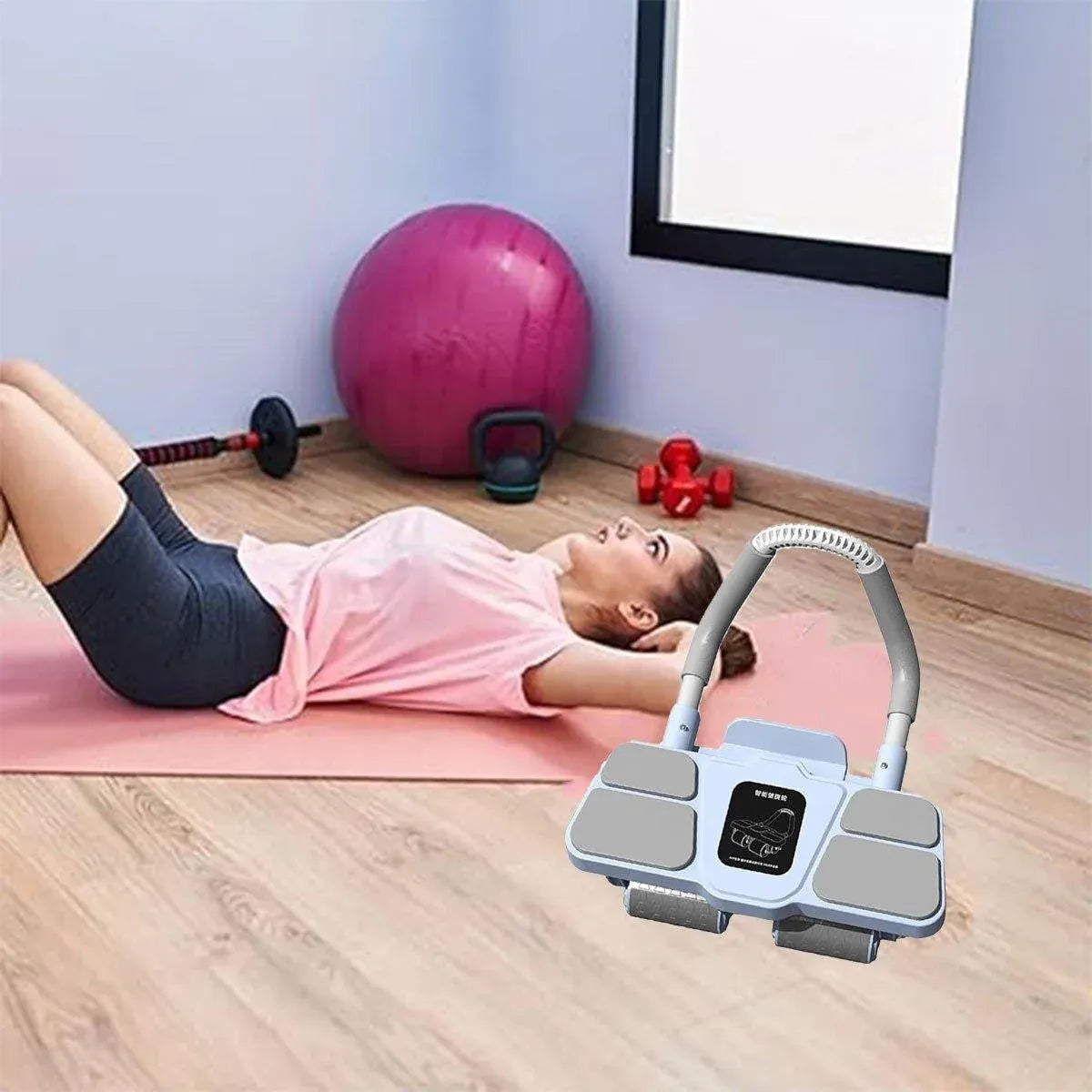 Four Wheel Abdominal Roller Automatic Rebound Ab Machine Home Fitness Equipment - Orange