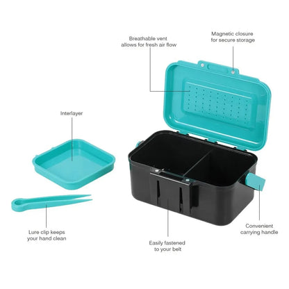 Handle Waist Hanging Live Bait Box Earthworm Clip Fishing Tackle Accessory Case