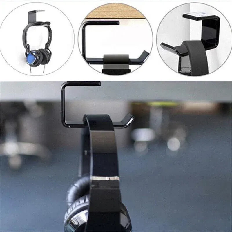 Mount Holder Hook Dual Headset Tape New Clever Headphone Stand Hanger Under Desk