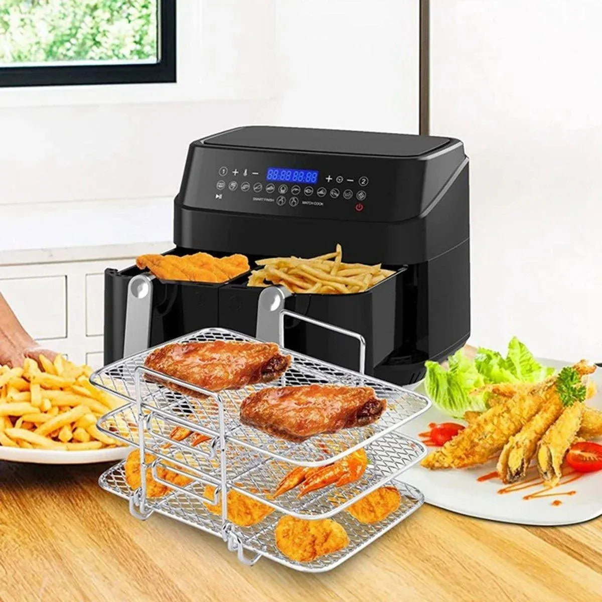 304 Stainless Steel Multi Layer Detachable Air Fryer Mesh Thickened Grill Shelf