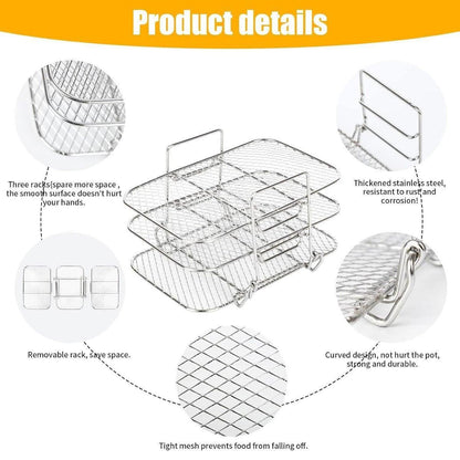 304 Stainless Steel Multi Layer Detachable Air Fryer Mesh Thickened Grill Shelf