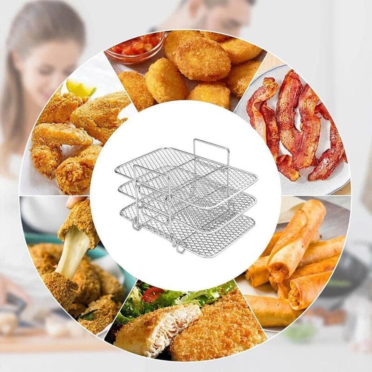304 Stainless Steel Multi Layer Detachable Air Fryer Mesh Thickened Grill Shelf