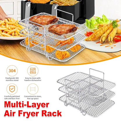 304 Stainless Steel Multi Layer Detachable Air Fryer Mesh Thickened Grill Shelf