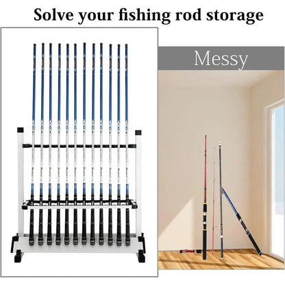 12/24 Hole Multi Functional Fishing Rod Holder Storage Rack Display Organizer - 12Holes