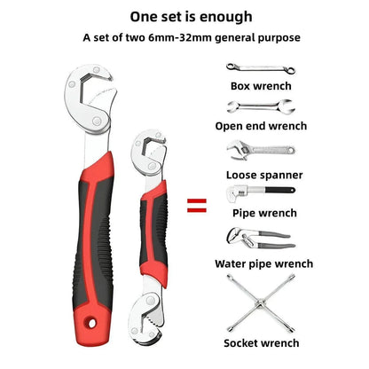 2PCS Snap N Grip Wrench Set Universal Adjustable Multi Function Spanner Tool
