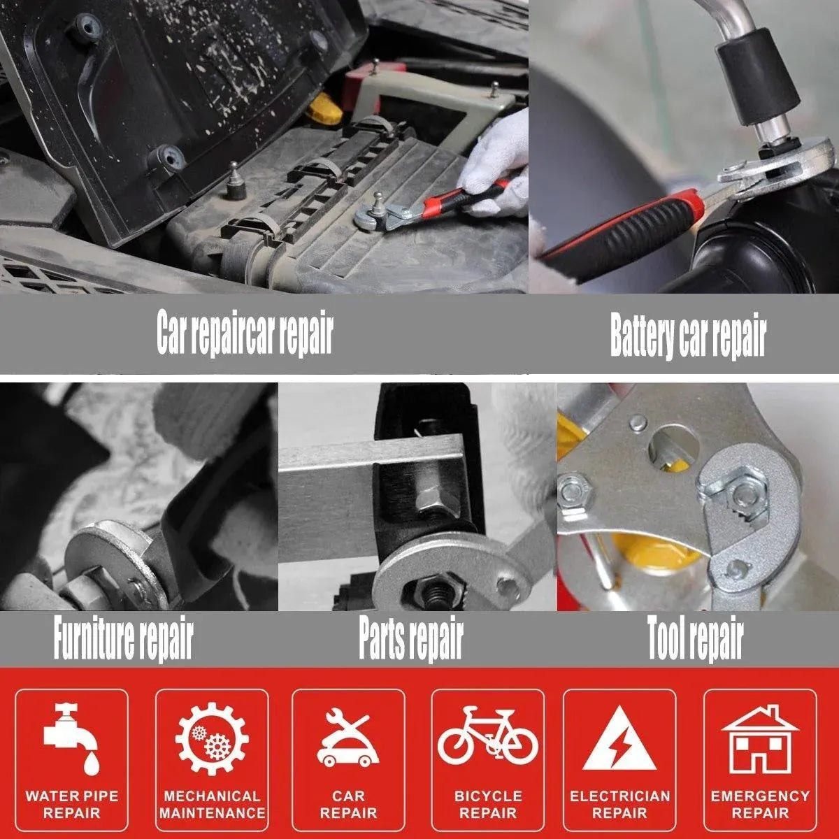 2PCS Snap N Grip Wrench Set Universal Adjustable Multi Function Spanner Tool