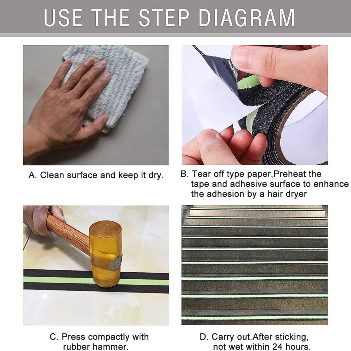 Non Slip Traction Tape Strip Floor Sticker Luminous Glow Stairs Adhesive