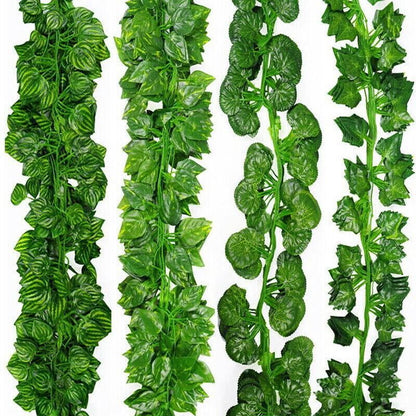 12 X 2M Artificial Ivy Vine Fake Foliage Flower Hanging Leaf Garland Plant Party - Scindapsus Leaves