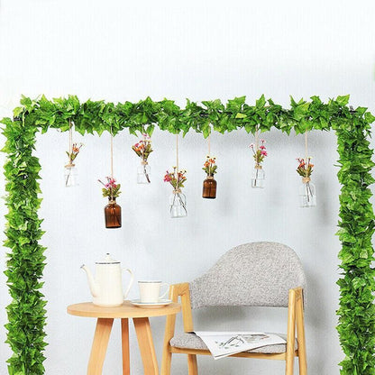 12 X 2M Artificial Ivy Vine Fake Foliage Flower Hanging Leaf Garland Plant Party - Scindapsus Leaves