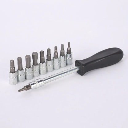 53PCS Metric Deep Socket Set 1/4" Drive Wrench with Flexible Extension Bar Tools