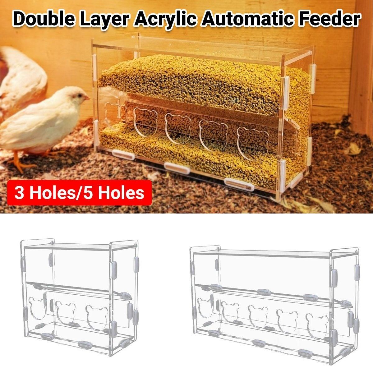 Automatic Acrylic Chicken Feeder Rutin Pet Supplies for Poultry Feeding System - 5 Holes