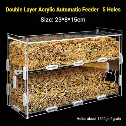 Automatic Acrylic Chicken Feeder Rutin Pet Supplies for Poultry Feeding System - 5 Holes