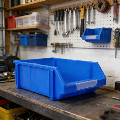 2 Pcs Thickened Slanted Plastic Storage Box for Screws Nuts Crafts Storage Use - Blue