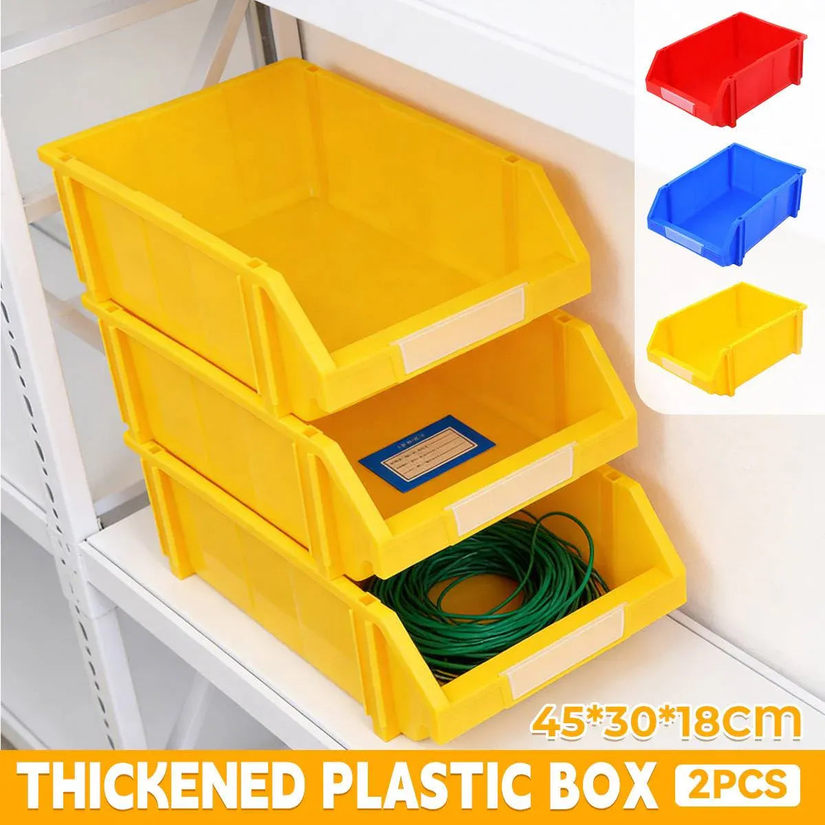 2 Pcs Thickened Slanted Plastic Storage Box for Screws Nuts Crafts Storage Use - Red