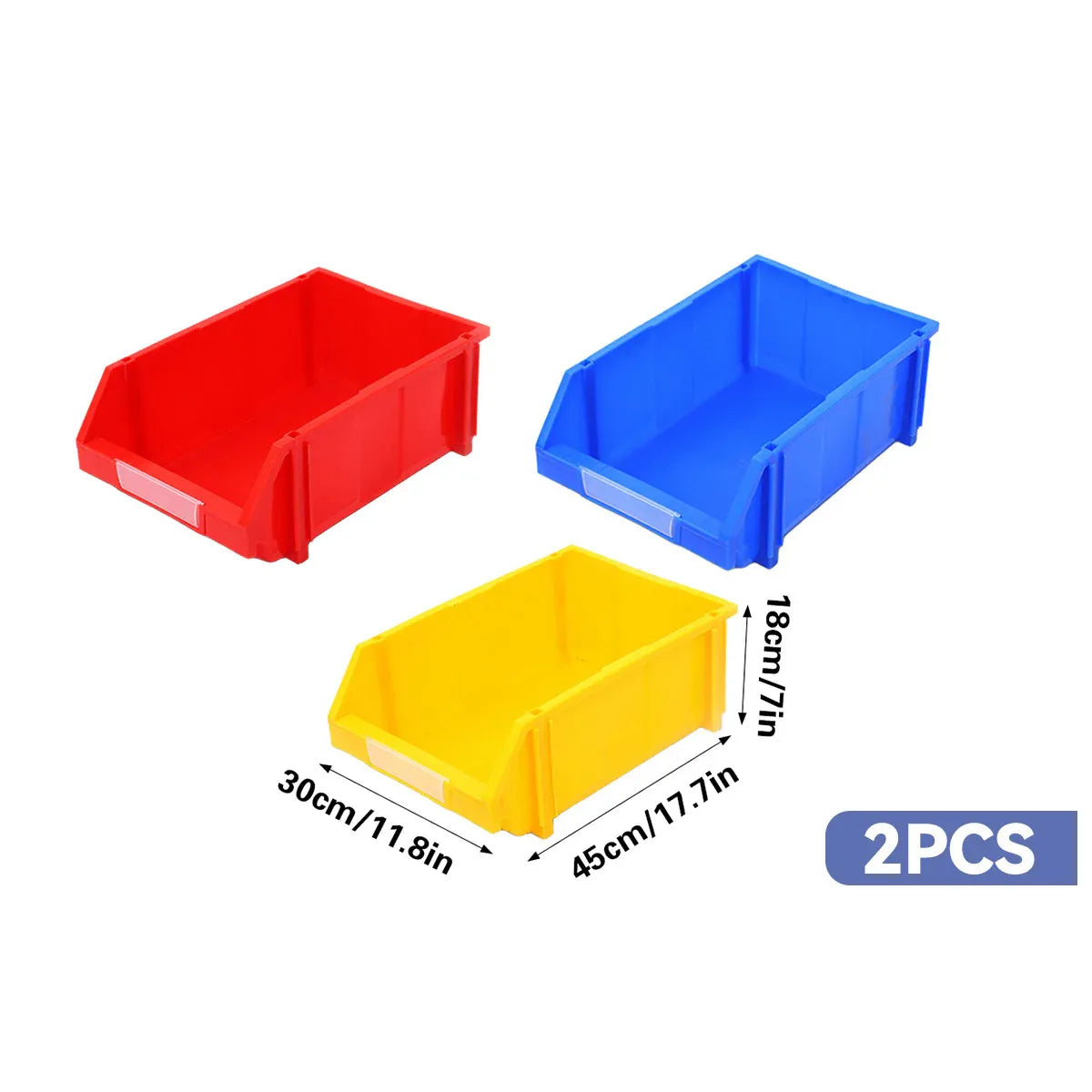 2 Pcs Thickened Slanted Plastic Storage Box for Screws Nuts Crafts Storage Use - Yellow