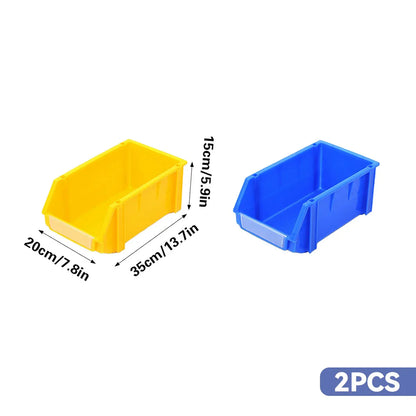 2PCS Thickened Slanted Plastic Storage Box for Screws Nuts Crafts Storage Use - Yellow