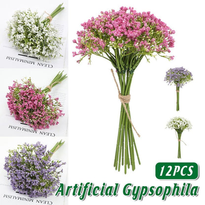 12PCS Artificial Foam Gypsophila Flower Bouquet for Wedding and Home Ornaments - Purple