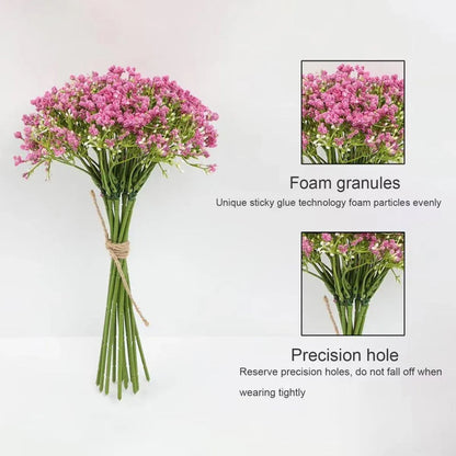 12PCS Artificial Foam Gypsophila Flower Bouquet for Wedding and Home Ornaments - White