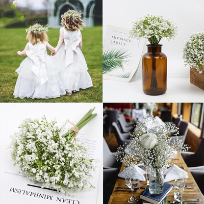12PCS Artificial Foam Gypsophila Flower Bouquet for Wedding and Home Ornaments - White