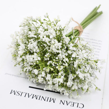 12PCS Artificial Foam Gypsophila Flower Bouquet for Wedding and Home Ornaments - White