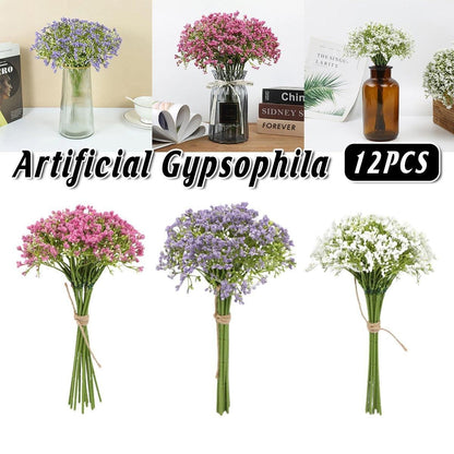 12PCS Artificial Foam Gypsophila Flower Bouquet for Wedding and Home Ornaments - White