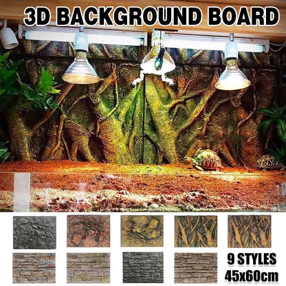 Pet Reptile Tank Board 3D Foam Backgrounds and Habitat Decoration 9 Styles - E