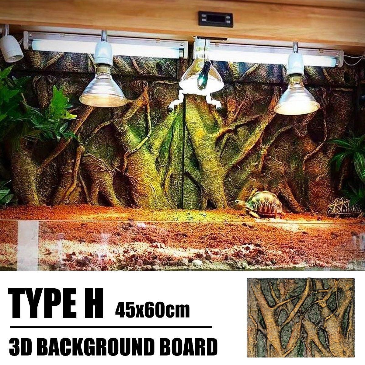 Pet Reptile Tank Board 3D Foam Backgrounds and Habitat Decoration 9 Styles - E