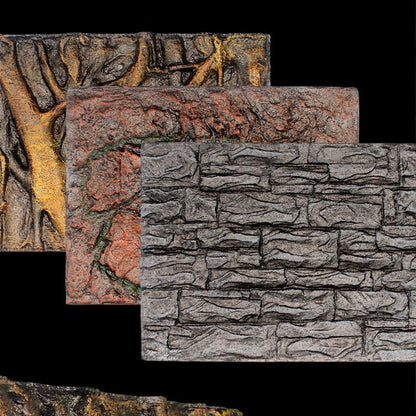 Pet Reptile Tank Board 3D Foam Backgrounds and Habitat Decoration 9 Styles - E
