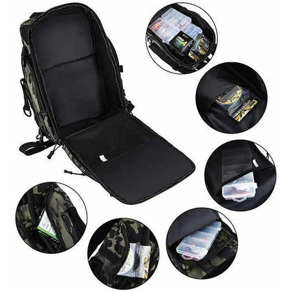 Fishing Tackle Backpack Storage Bag Shoulder Fishing Gear Bags Outdoor Backpack - Night Camouflage