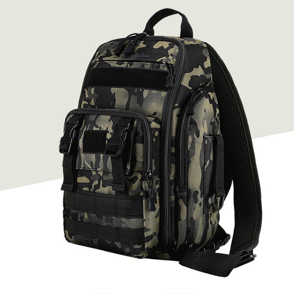 Fishing Tackle Backpack Storage Bag Shoulder Fishing Gear Bags Outdoor Backpack - Night Camouflage