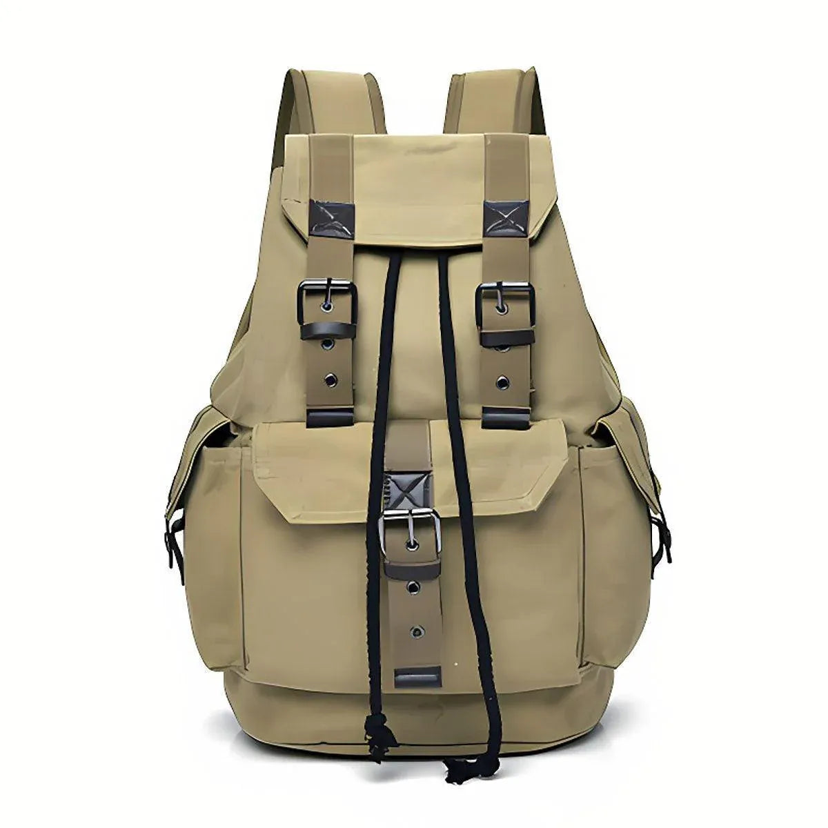 Unisex Retro Rucksack Large Capacity Travel Bag Leisure Backpack Schoolbag - Khaki