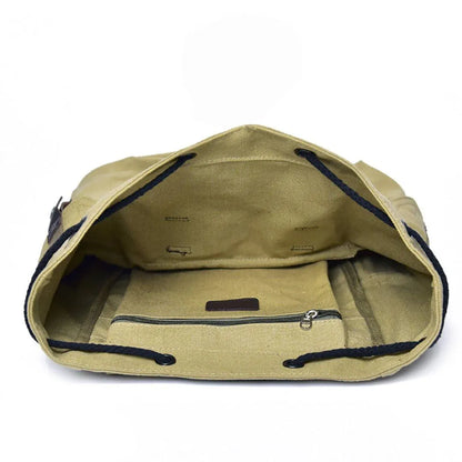 Unisex Retro Rucksack Large Capacity Travel Bag Leisure Backpack Schoolbag - Khaki