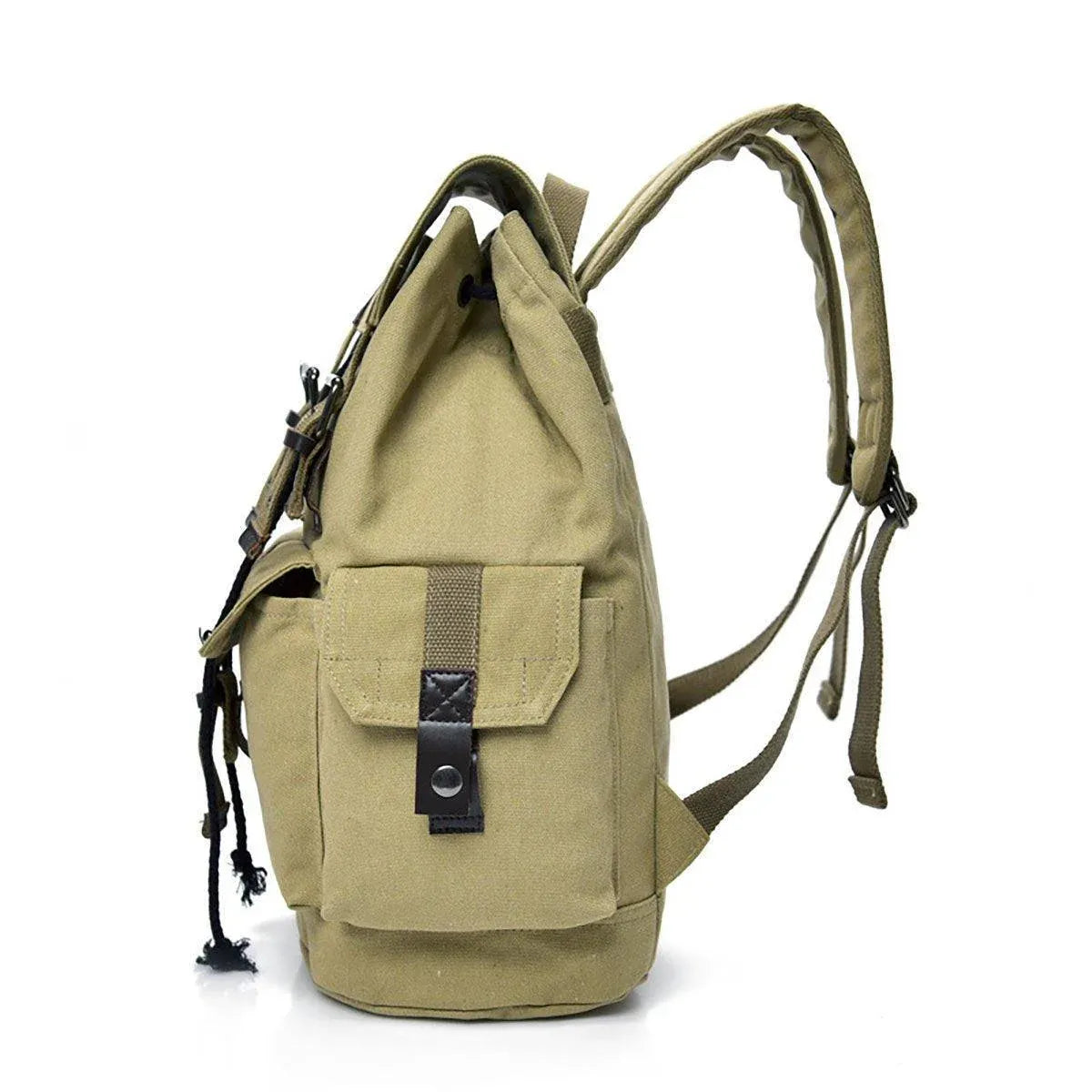 Unisex Retro Rucksack Large Capacity Travel Bag Leisure Backpack Schoolbag - Khaki