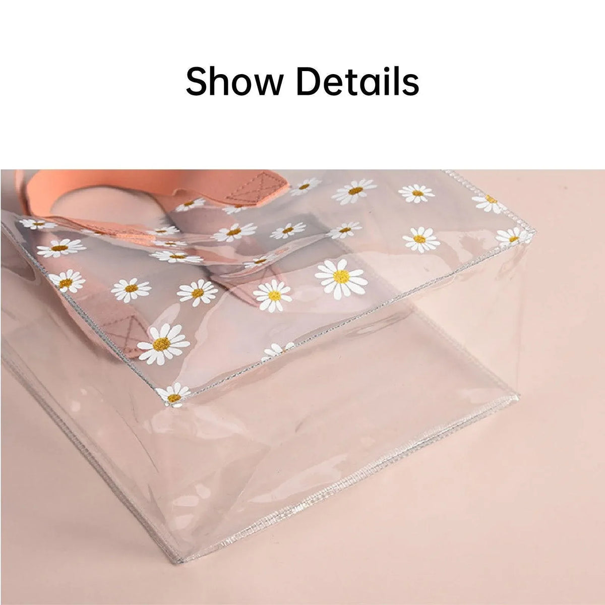 10pcs Small Fresh Transparent PVC Tote Bag Wedding Candy Gift Bag Daisy Design - Red - S
