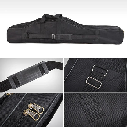 150cm Portable Foldable Fishing Rod Carrier Fish Pole Tools Storage Bag Case - Black