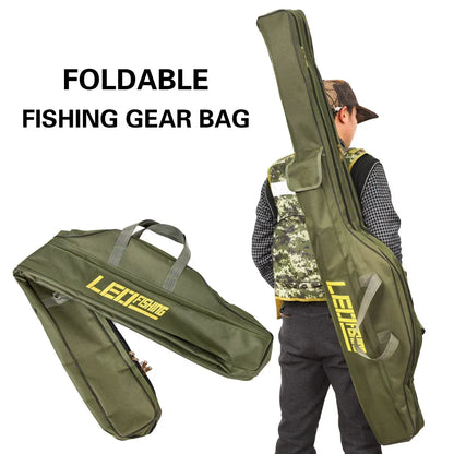 150cm Portable Foldable Fishing Rod Carrier Fish Pole Tools Storage Bag Case - Black