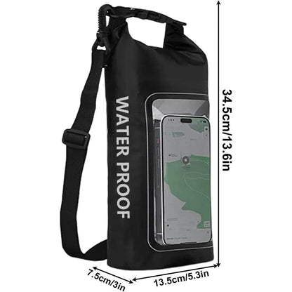 Outdoor Crossbody Bag Two-in-One Mobile Phone Waterproof Bag PVC Swimming - Black Green