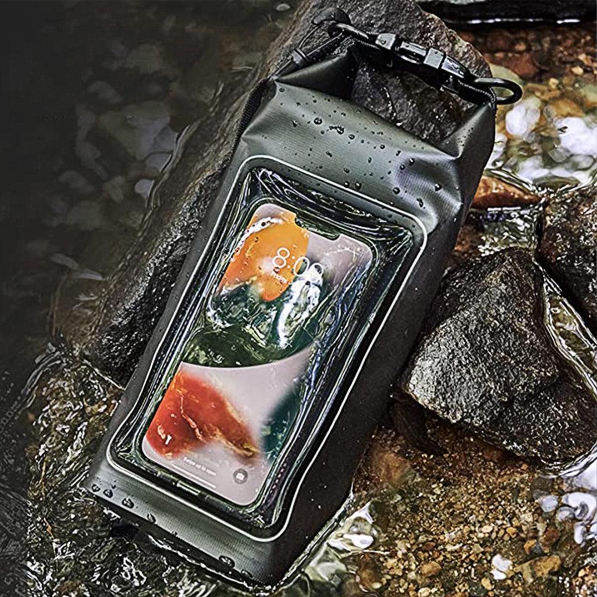 Outdoor Crossbody Bag Two-in-One Mobile Phone Waterproof Bag PVC Swimming - Black Green